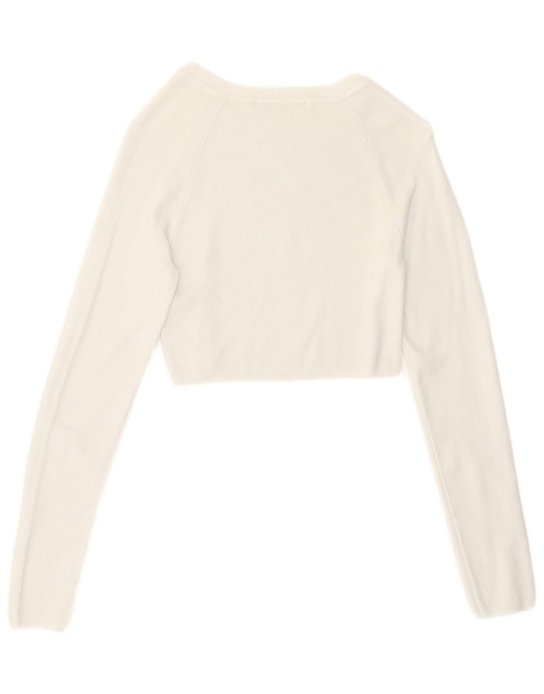 Damski krótki top Pull & Bear z długim rękawem, UK 8, mały, biały, wiskoza