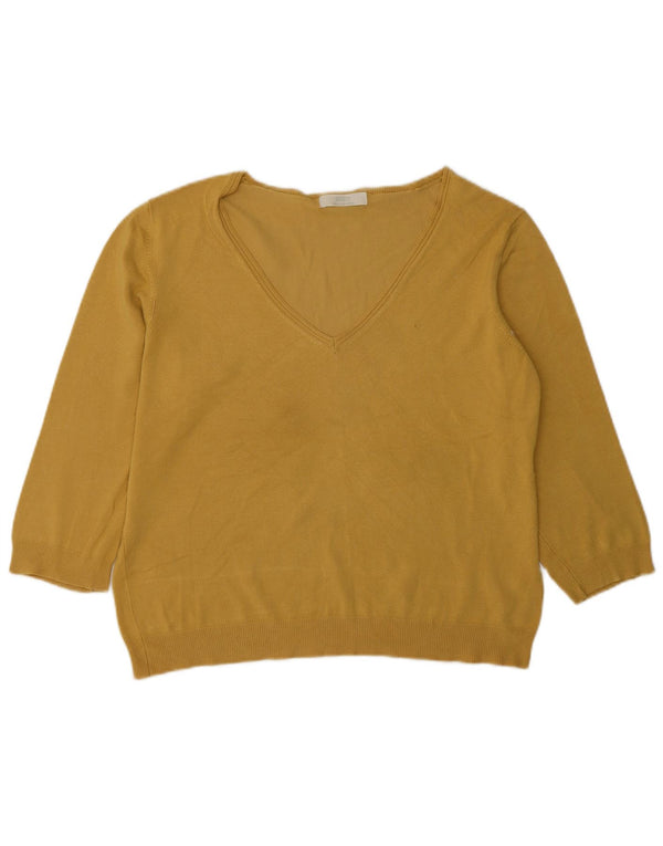 Sweter Marks & Spencer Damski Sweter z 3/4 Rękawem i Dekoltem V, UK 20 2XL Żółty