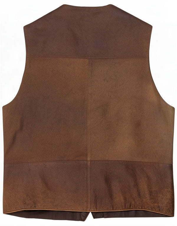 Męska kamizelka skórzana vintage UK 44 2XL brązowa