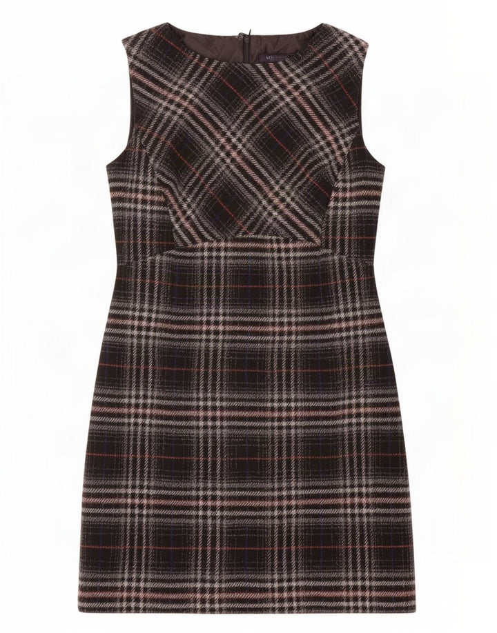 Marks & Spencer Damska sukienka typu shift bez rękawów UK 12, średnia, czarna krata