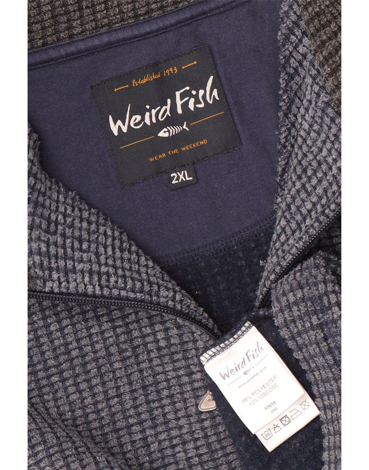 Męski sweter polarowy WEIRD FISH z zamkiem błyskawicznym, 2XL, niebieski poliester