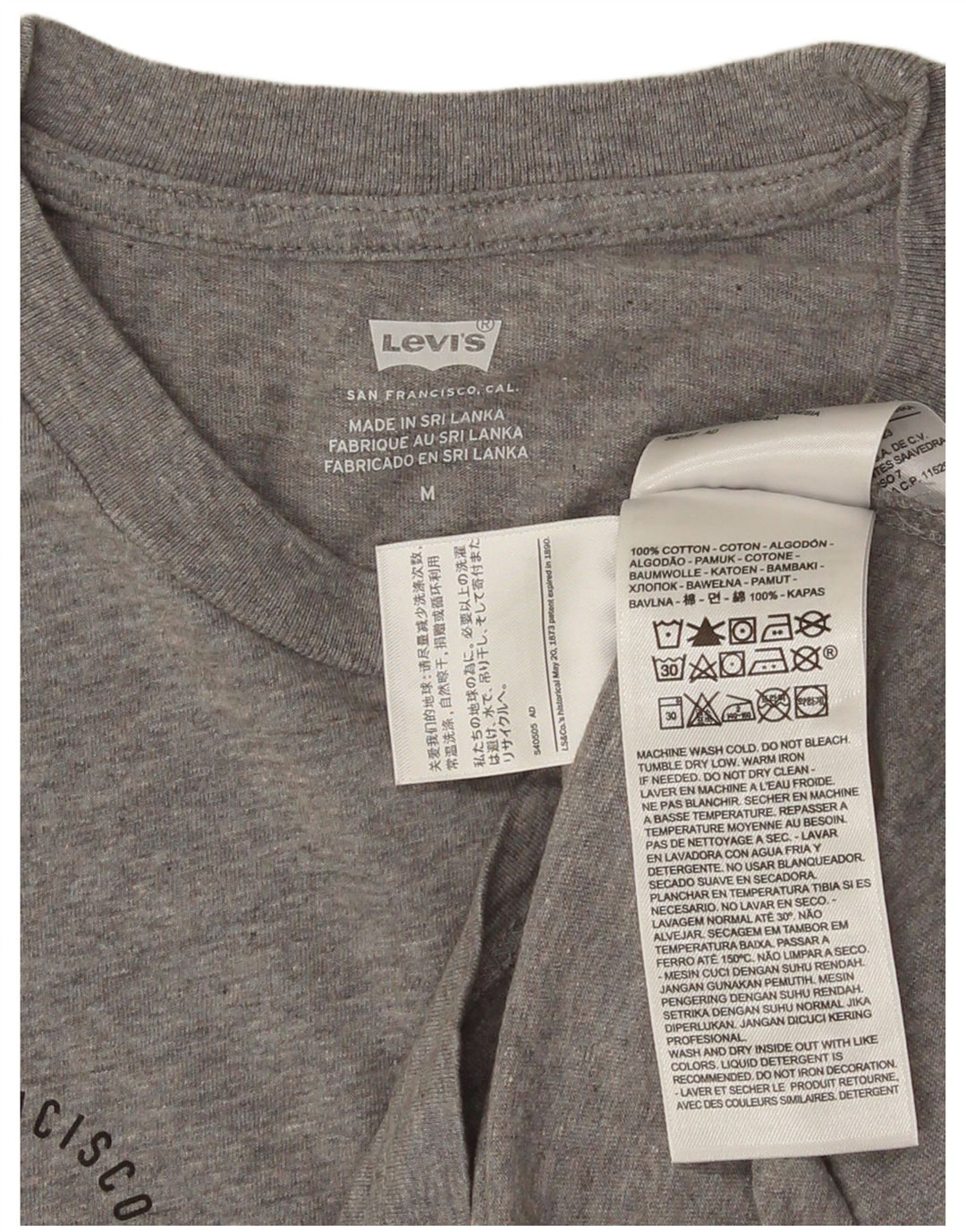 Męski T-shirt z grafiką LEVI'S, średnioszary, bawełniany w cętki