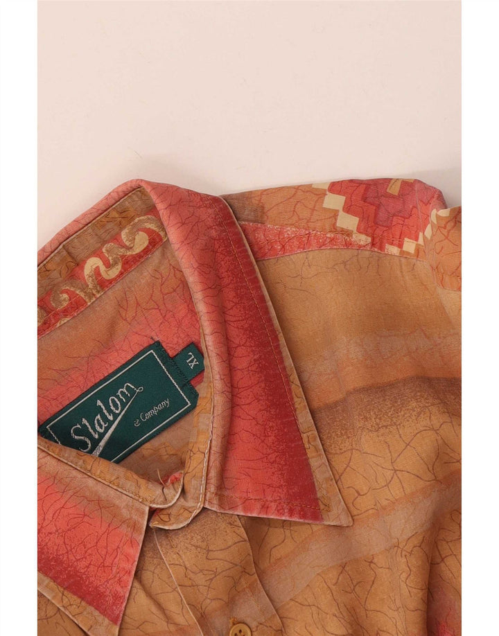 Vintage męska koszula z krótkim rękawem XL, beżowa, geometryczna