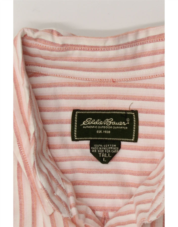 EDDIE BAUER Mens Tall Shirt Large Pink Striped Cotton Vintage Eddie Bauer and Second-Hand Eddie Bauer from Messina Hembry 