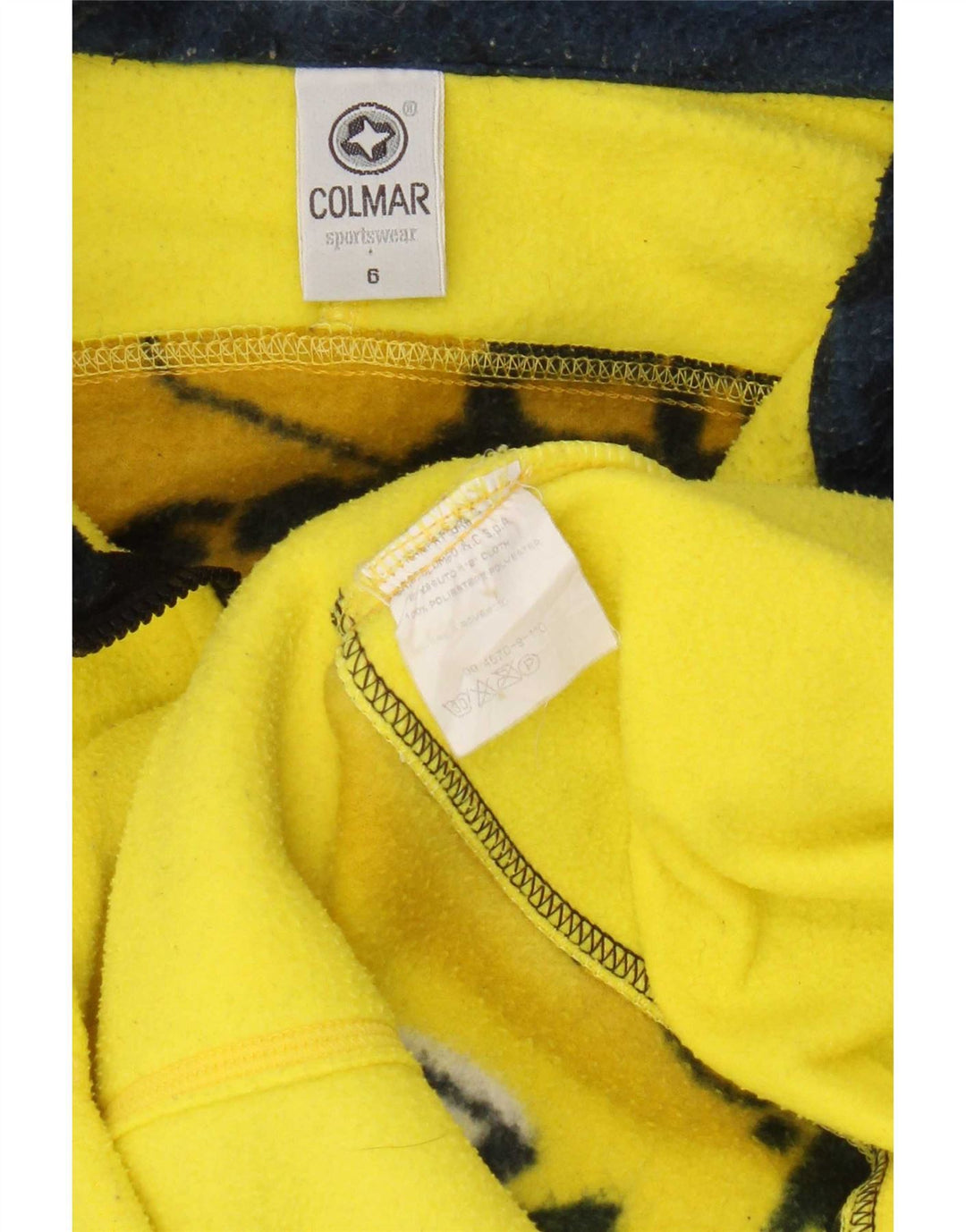 Męski sweter polarowy Colmar z zamkiem błyskawicznym 2XL, żółty poliester z blokami kolorów