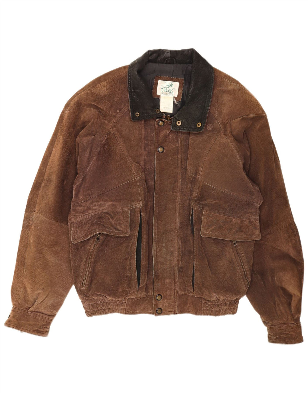 Vintage męska zamszowa kurtka bomber UK 40 duża brązowa skóra