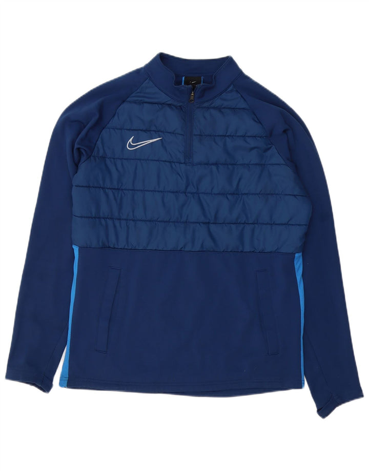 Męska bluza dresowa Nike Dri Fit z zamkiem błyskawicznym, mała, granatowa, z blokami kolorów