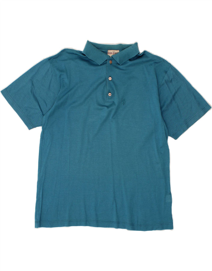 VINTAGE Mens Polo Shirt IT 50 Medium Blue Cotton Vintage Vintage and Second-Hand Vintage from Messina Hembry 
