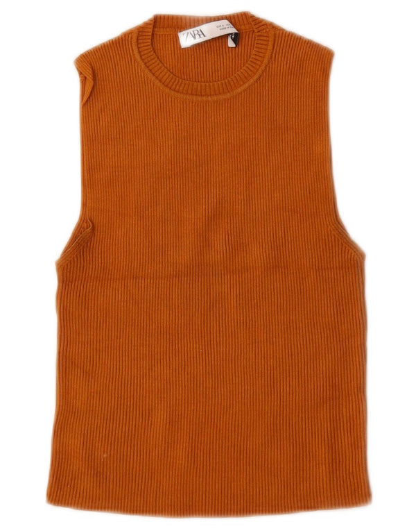 Damski krótki top Zara UK 8 Small Orange Wiskoza