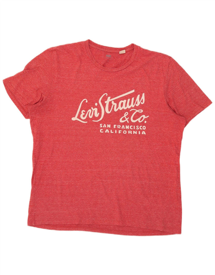 Męski T-shirt z grafiką Levi's Top XL, czerwony, nakrapiany