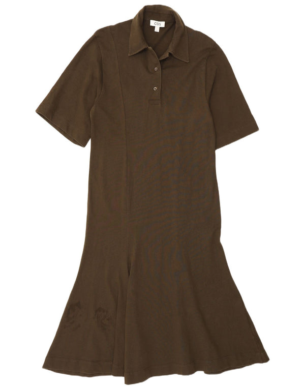 Cos Damska sukienka maxi polo UK 10, mała, bawełniana khaki