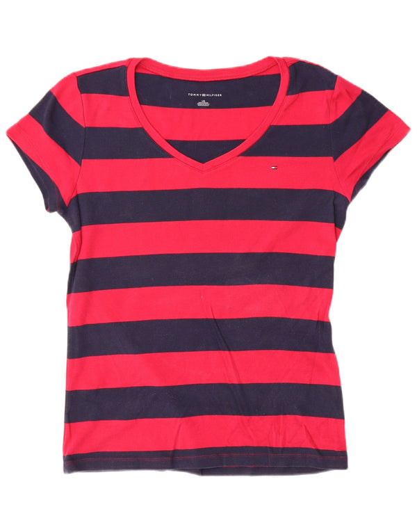 T-shirt damski Tommy Hilfiger Top UK 14, duży, bawełniany w granatowe paski