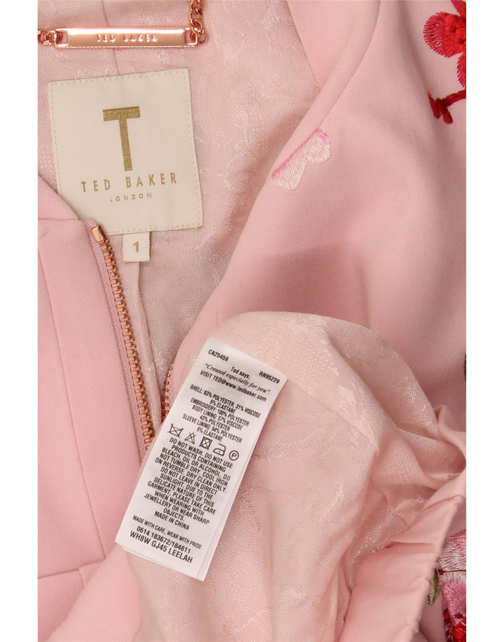 TED BAKER Damski sweter o luźnym kroju, rozmiar 1 XS, różowy, kwiatowy poliester