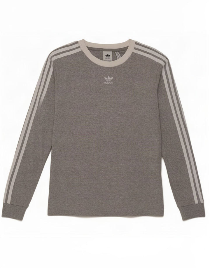 Damska koszulka Adidas z długim rękawem UK 10, mała, szara bawełna