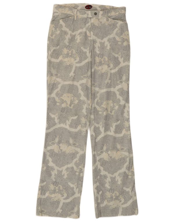 CHERVO Womens Straight Casual Trousers UK 8 Small W27 L29 Grey Floral