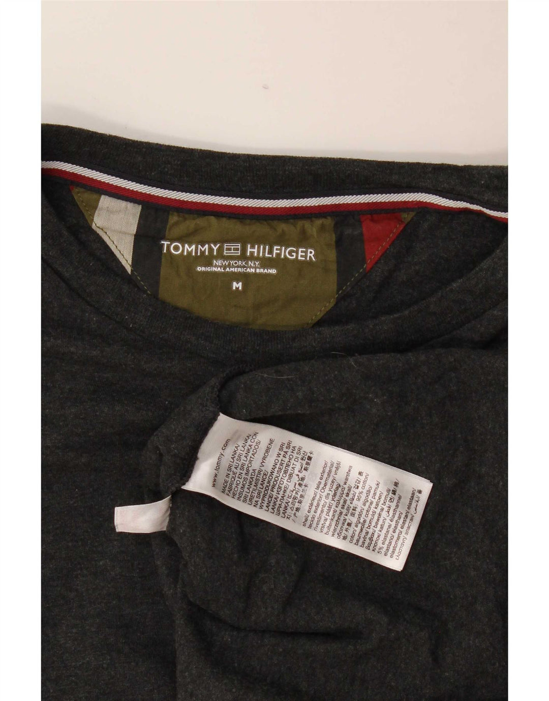 Męski top Tommy Hilfiger z długim rękawem, średnioszary, bawełniany