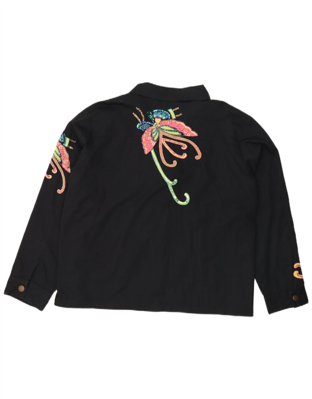 INDIGO MOON Damska kurtka bomberka oversize UK 22 3XL Czarny motyl