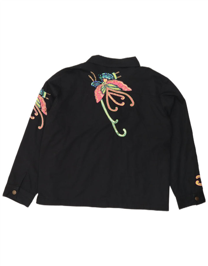 INDIGO MOON Damska kurtka bomberka oversize UK 22 3XL Czarny motyl