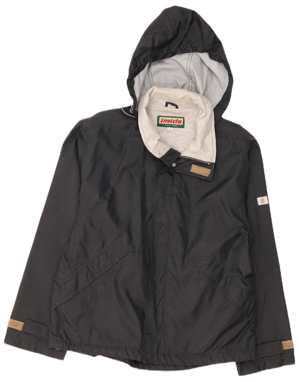 INVICTA Mens Hooded Windbreaker Jacket UK 38 Medium Black Nylon