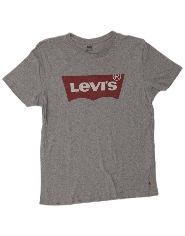 Męski T-shirt z grafiką LEVI'S, duży, szary