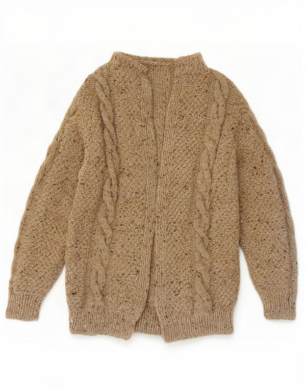 Vintage damski sweter rozpinany UK 12 średni beż nakrapiany