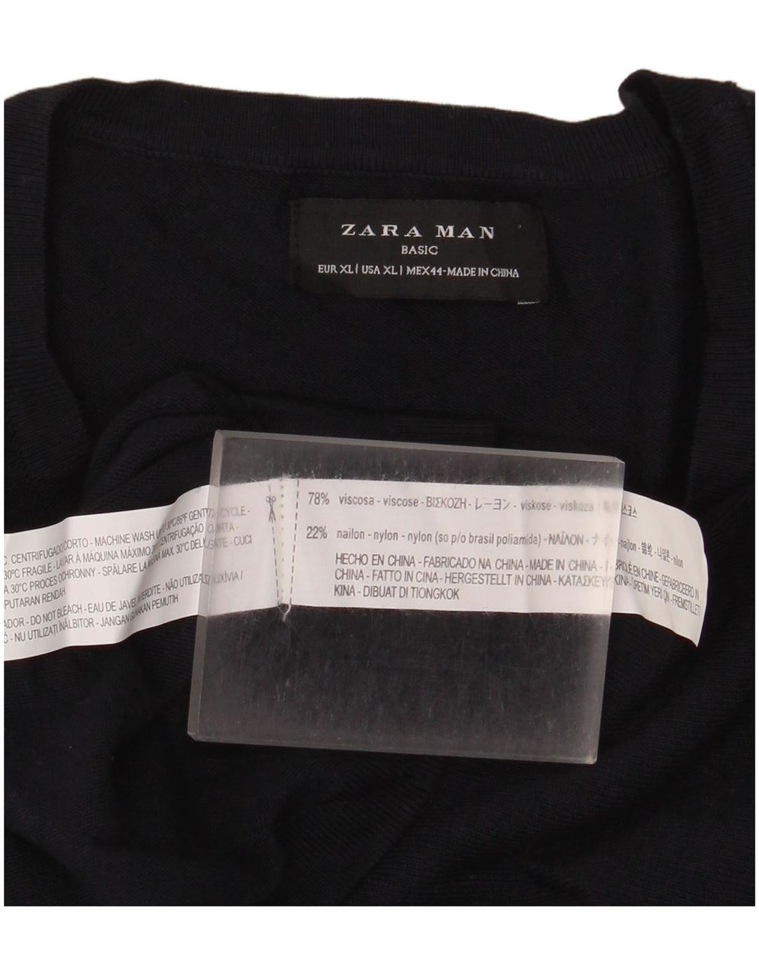 Męski sweter ZARA z okrągłym dekoltem XL, granatowa wiskoza