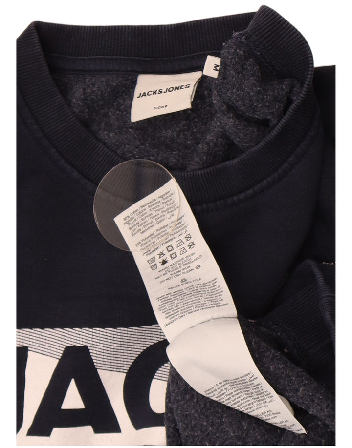 Męski sweter z grafiką Jack & Jones, średni granatowy, bawełniany