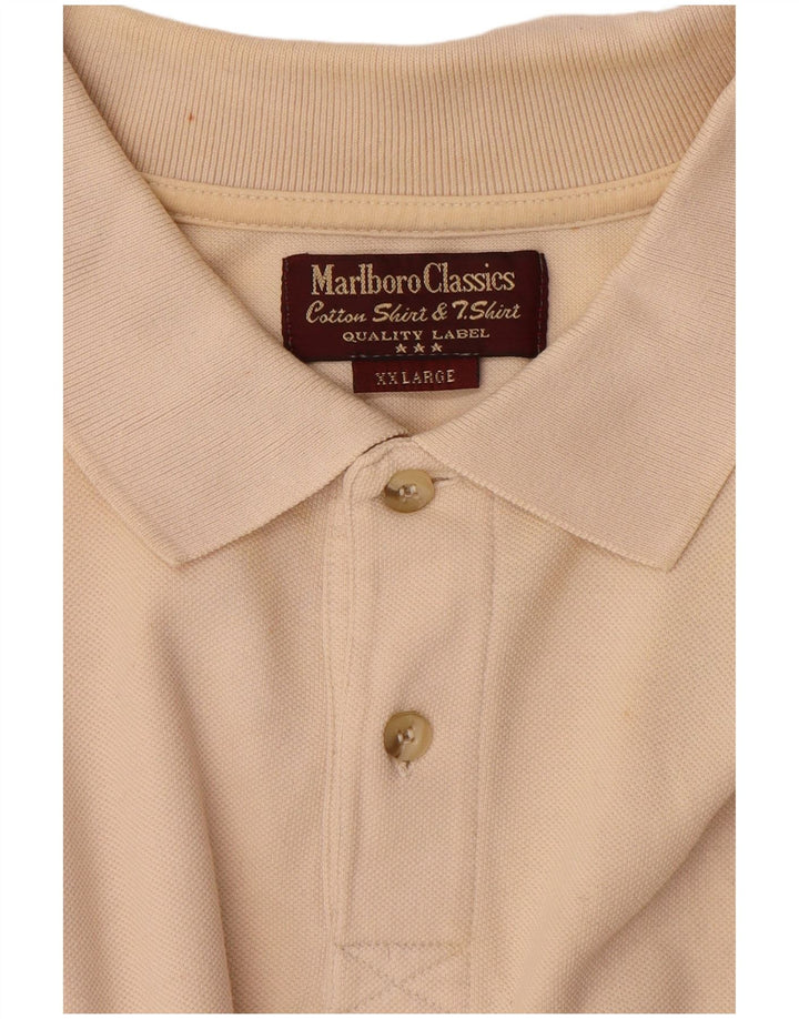 Męska koszulka polo MARLBORO CLASSICS 2XL beżowa bawełniana