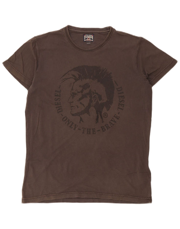 Męski T-shirt Diesel z grafiką, duży, szary, bawełniany