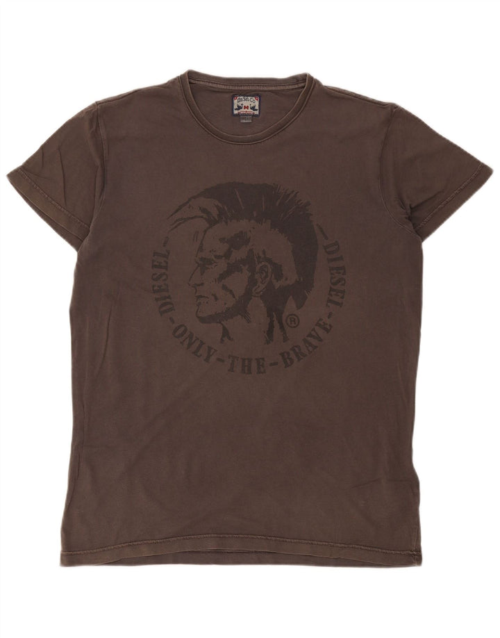 Męski T-shirt Diesel z grafiką, duży, szary, bawełniany
