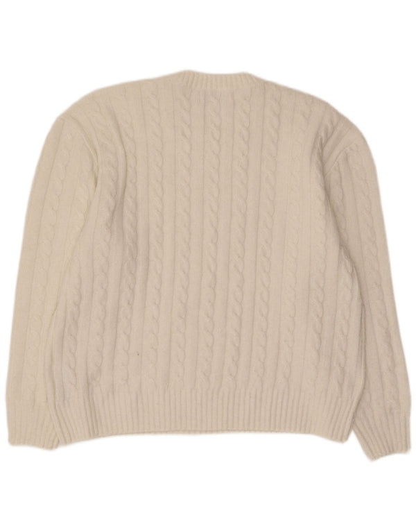 Damski sweter oversize Hollister z okrągłym dekoltem, UK 6 XS, biały poliester