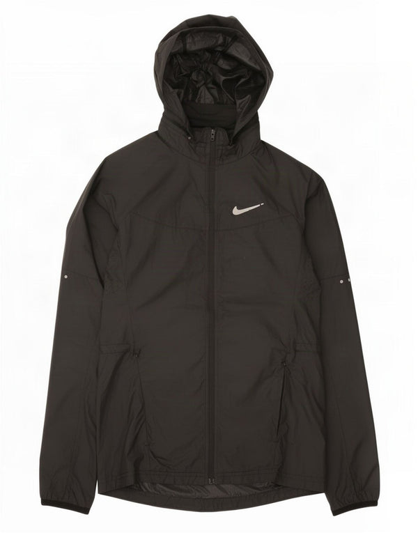 Damska kurtka przeciwdeszczowa z kapturem Nike UK 6 XS, czarna, poliestrowa