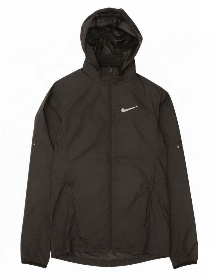Damska kurtka przeciwdeszczowa z kapturem Nike UK 6 XS, czarna, poliestrowa