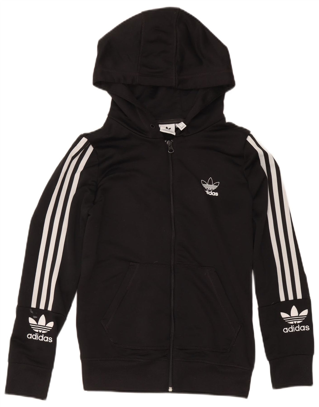 Damski sweter Adidas z grafiką i zamkiem błyskawicznym UK 12, średni czarny poliester