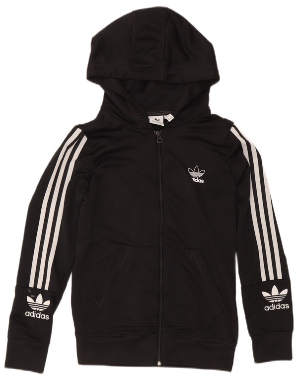 Damski sweter Adidas z grafiką i zamkiem błyskawicznym UK 12, średni czarny poliester