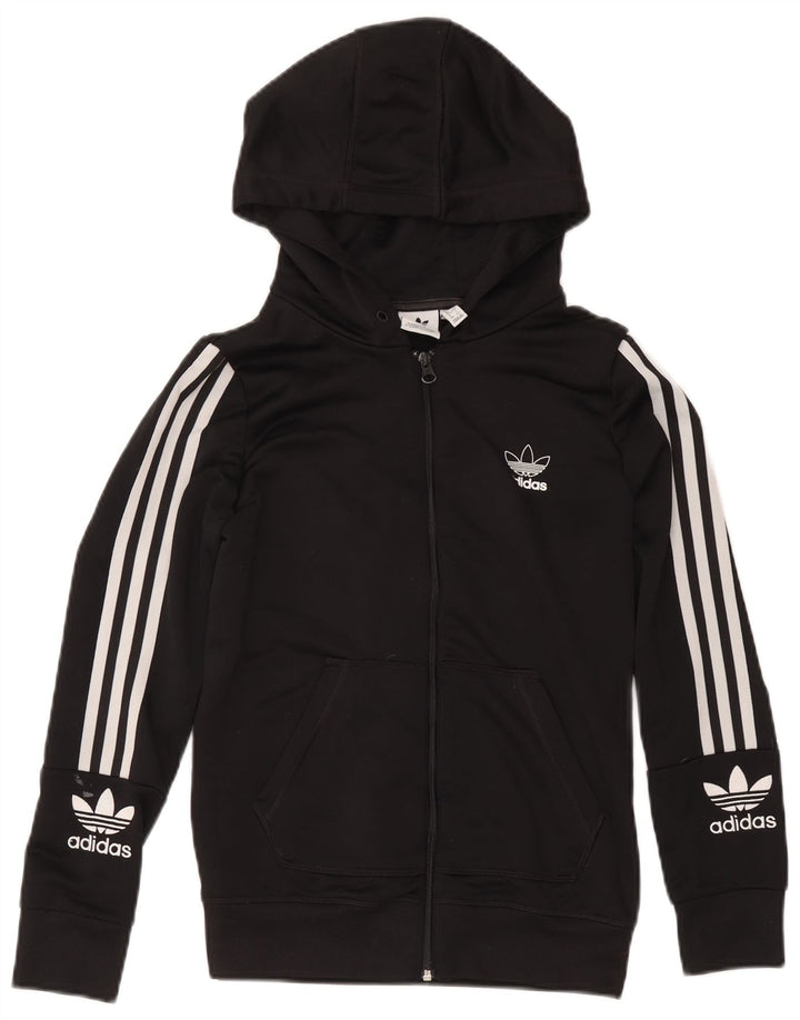 Damski sweter Adidas z grafiką i zamkiem błyskawicznym UK 12, średni czarny poliester