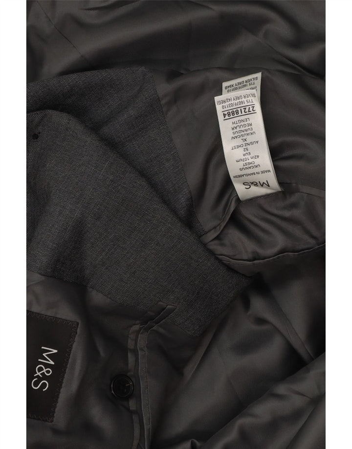 MARKS & SPENCER Mens 2 Button Blazer Jacket UK 40 Large Grey Polyester