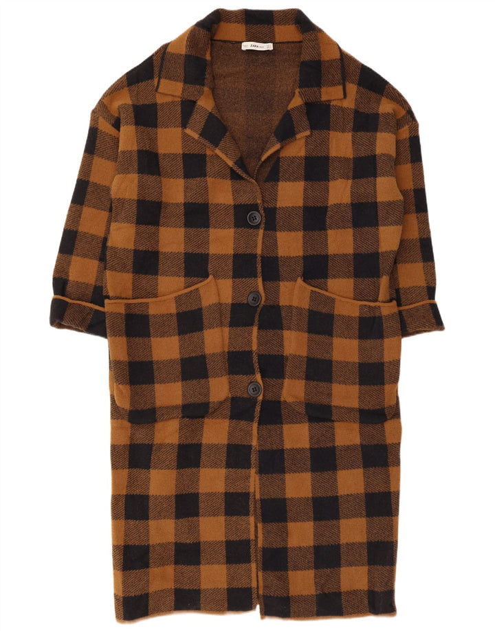 Damski płaszcz oversize Zara UK 10 Small Brown Gingham Nylon