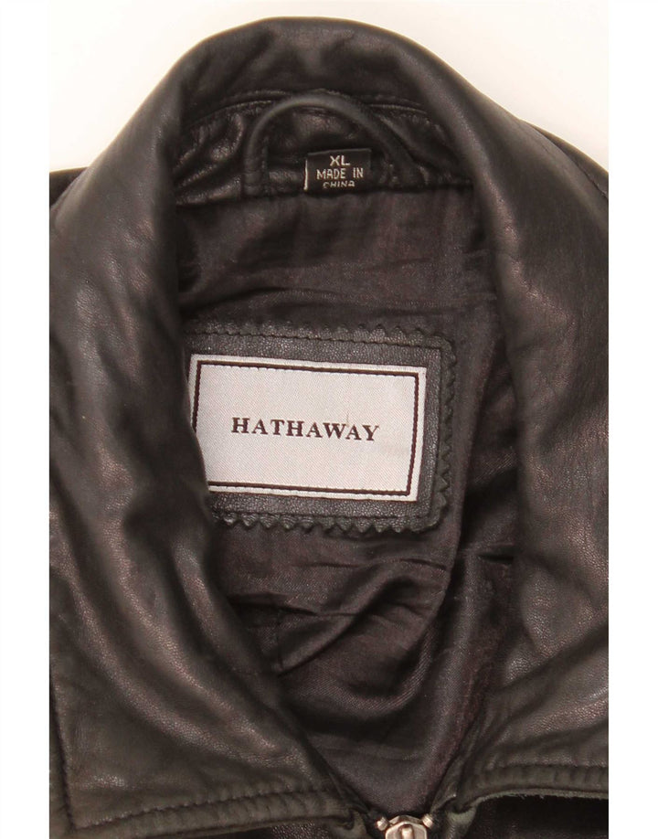 Męska kurtka skórzana Hathaway UK 42 XL, czarna skóra