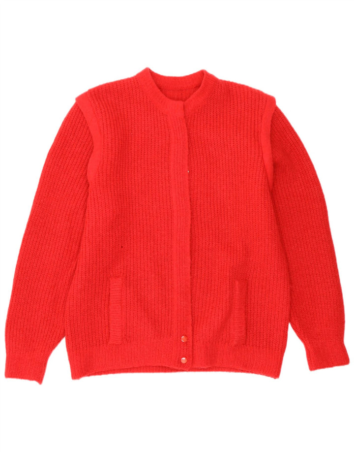 Sweter damski w stylu vintage, rozpinany UK 16, duży czerwony