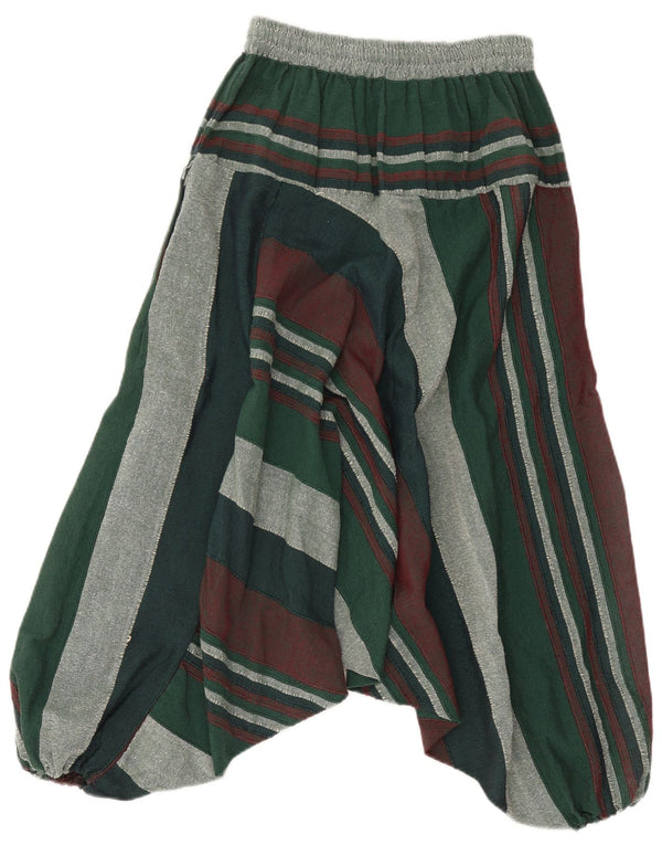 Damskie spodnie haremowe w stylu vintage W32 L32 Zielone bawełniane paski