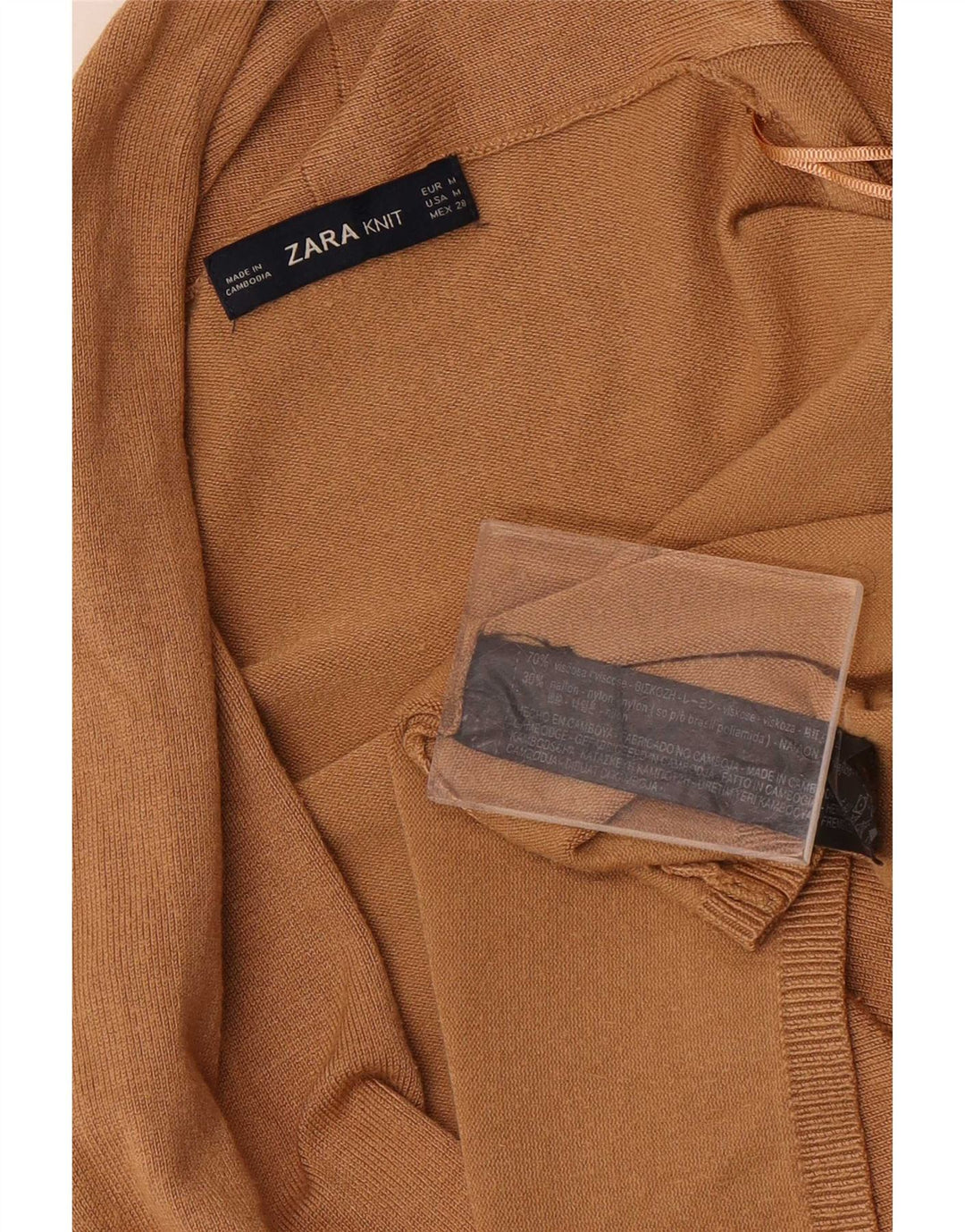 Sweter damski Zara Cardigan UK 12 Średni Beżowy Wiskoza