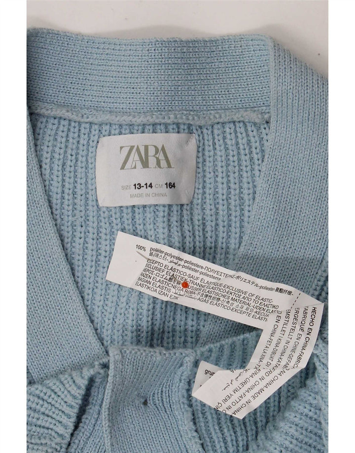Sweter dziewczęcy o krótkim kroju Zara 13-14 lat, niebieski, poliester
