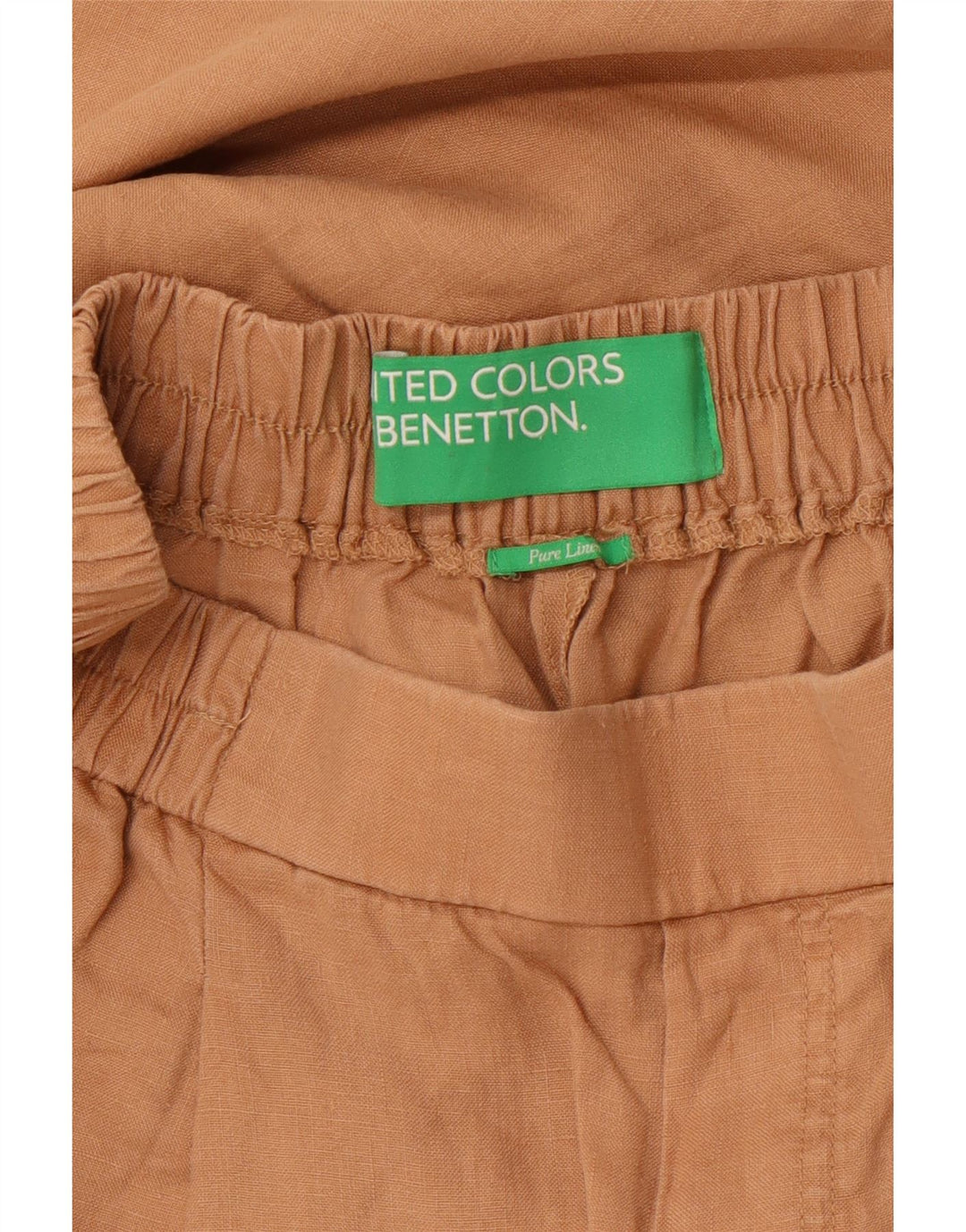 Damskie spodnie Capri Benetton W27 L20 Beżowe lniane