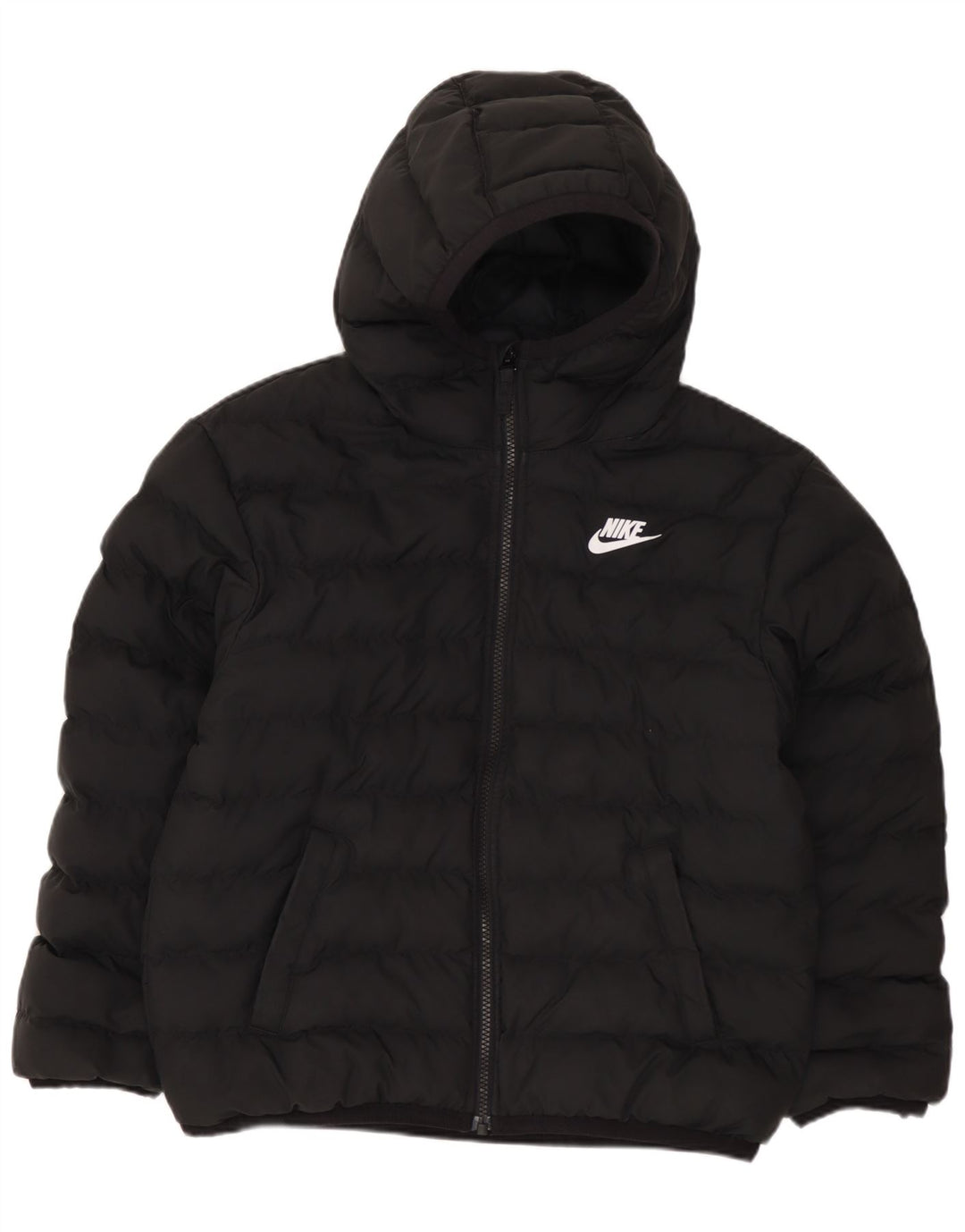 Chłopięca wyściełana kurtka z kapturem NIKE 10-11 lat, średni czarny poliester