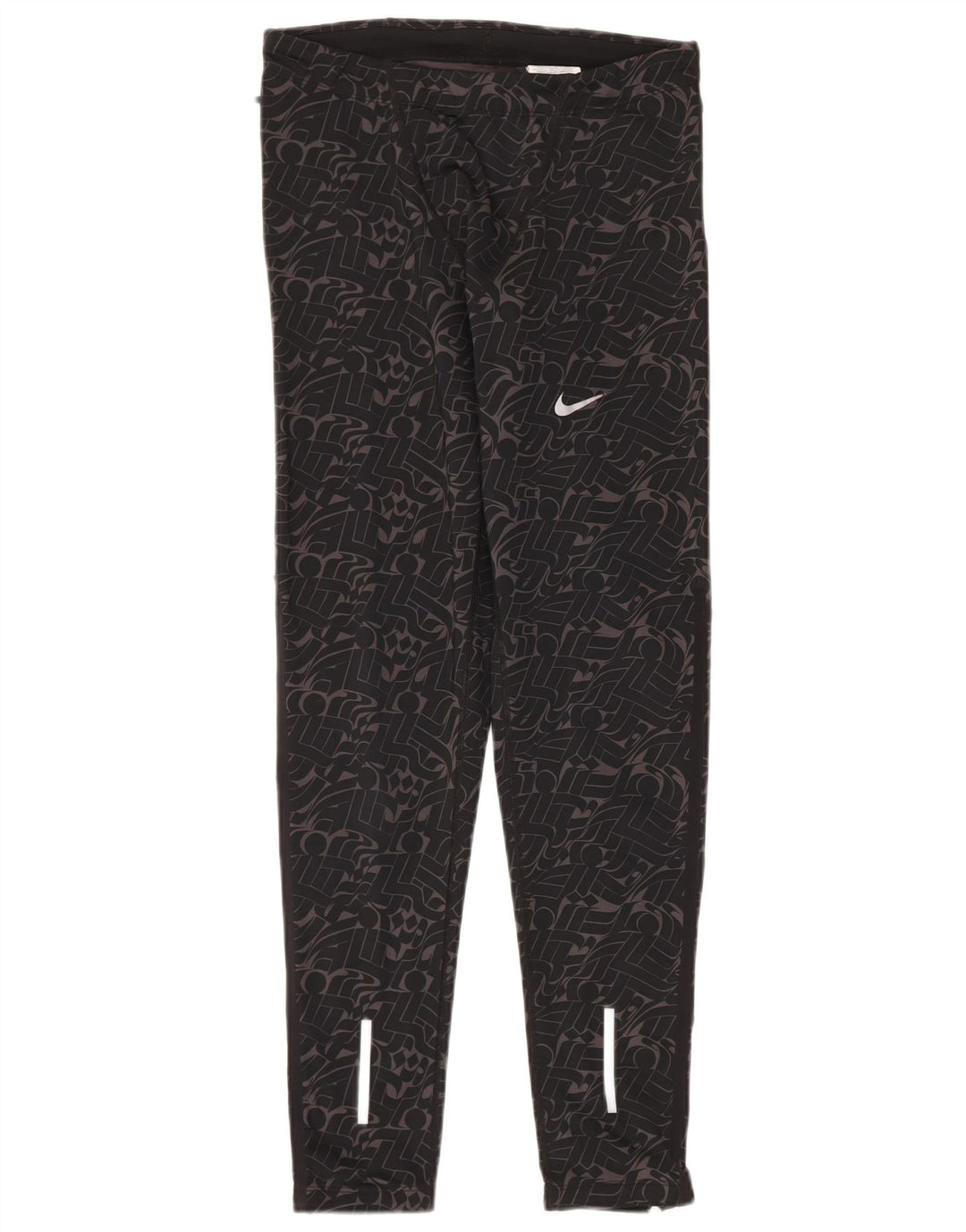 Damskie legginsy Nike Dri Fit UK 14, średni czarny geometryczny poliester