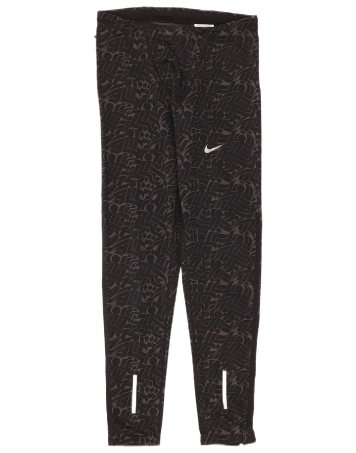 Damskie legginsy Nike Dri Fit UK 14, średni czarny geometryczny poliester