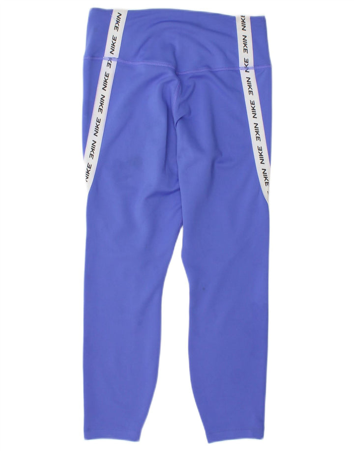 Damskie legginsy Nike Graphic Capri UK 8, mały, niebieski, poliester z blokami kolorów