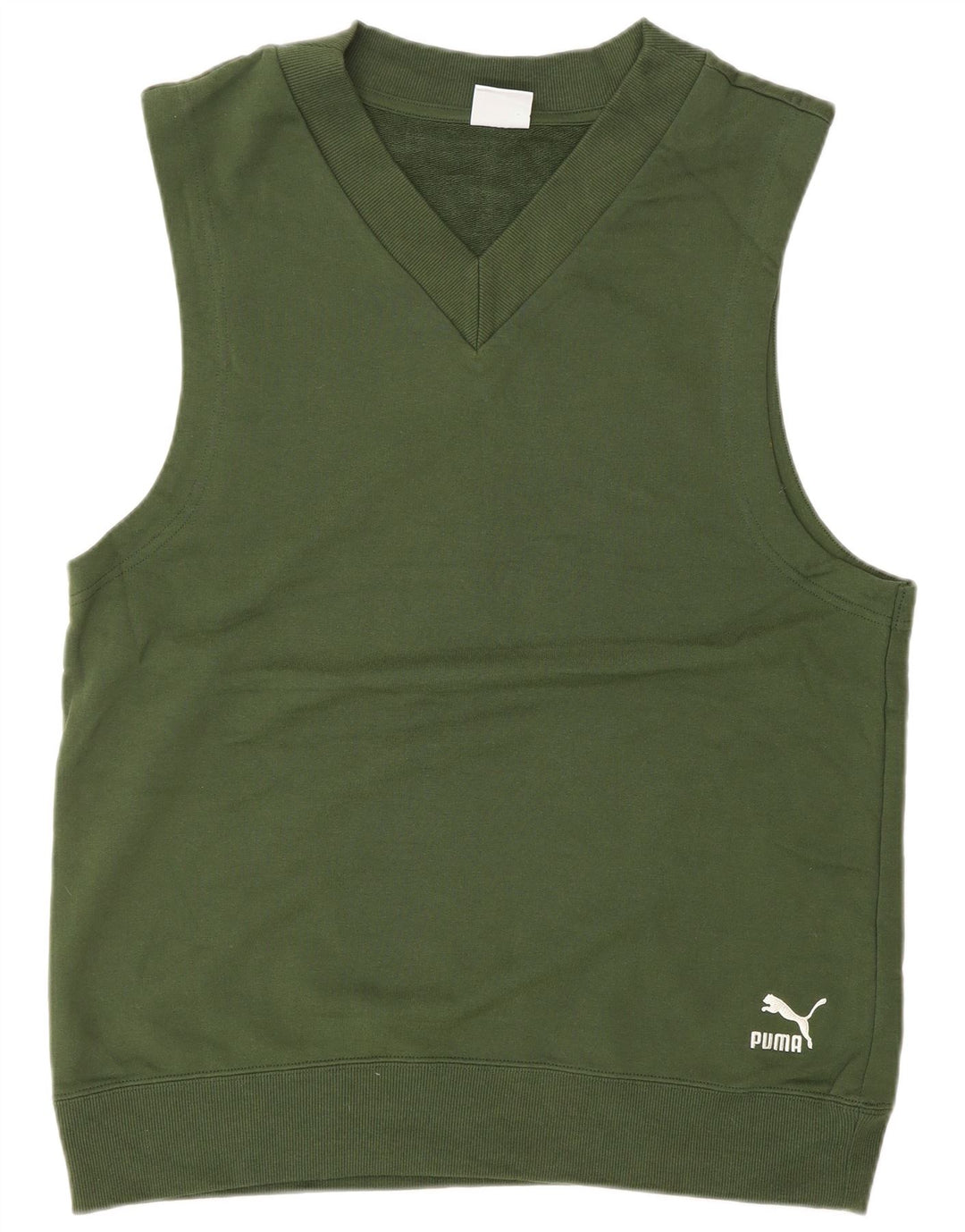 Męski sweter bez rękawów PUMA, mały, zielony, bawełniany