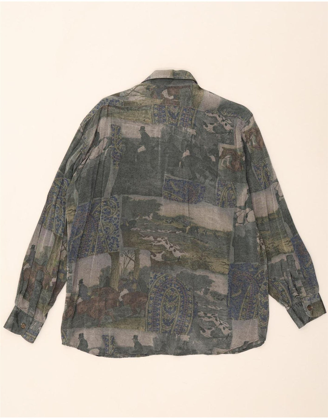 Koszula męska w stylu vintage w abstrakcyjny wzór, średni wielobarwny sztuczny jedwab